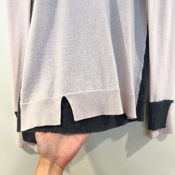DUFFY 100% Cashmere Colorblock Light Pink Designer Tight Knit Slim Sweater M - Picture 4 of 10